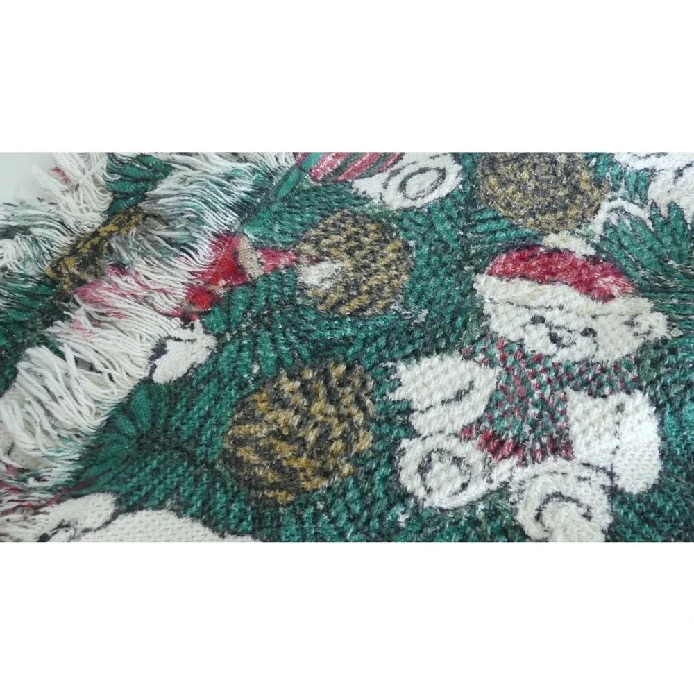 Texture Woven Printed Bear Cotton Throw Jubilee Cute Christmas Blanket 44x54